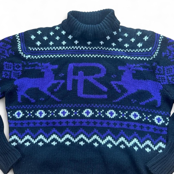 Ralph Lauren Purple Label Women’s Cashmere  Intarsia-Knit Fair Isle Sweater M - Picture 2 of 7